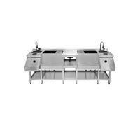 Station Bar Double Compacte en Inox Pour Restaurant Café 220 x 78 cm CHRD HORECA Argent G