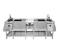 Station Bar Double Compacte en Inox Pour Restaurant Café 220 x 78 cm CHRD HORECA Argent G