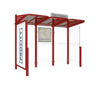 Station bus Conviviale bardages verre RAL3004 - Vitrine 2000mm à gauche et bardage droite - PROCITY - 529386.3004