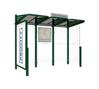 Station bus Conviviale bardages verre RAL6005 - Vitrine 2000mm à gauche et bardage droite - PROCITY - 529386.6005