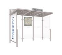 Station bus Conviviale bardages verre RAL7044 - Vitrine 2000mm à gauche et bardage droite - PROCITY - 529386.7044