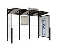 Station bus Conviviale bardages verre RAL9005 - Vitrine 2000mm à droite et bardage gauche - PROCITY - 529385.9005