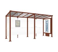 Station bus Milan Aspect Corten - 5000 mm - Caisson d'infos lumineux VIP sur pied central + bardage latéral - PROCITY - 529231.S025
