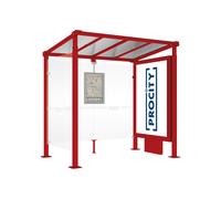 Station bus Milan RAL3004 - 2500 mm - Caisson d'infos lumineux VIP sur pied central + bardage latéral - PROCITY - 529230.3004