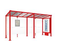 Station bus Milan RAL3020 - 5000 mm - Caisson d'infos lumineux VIP sur pied central + bardage latéral - PROCITY - 529231.3020