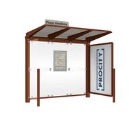 Station bus Venise Aspect Corten - 2500 mm - une vitrine 2000mm et un bardage latéral - PROCITY - 529652.S025