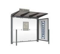 Station bus Venise Aspect Corten - 2500 mm - une vitrine 2000mm et un bardage latéral version LED - PROCITY - 529652L.S025