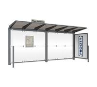 Station bus Venise Aspect Corten - 5000 mm - une vitrine 2000mm et un bardage latéral version LED - PROCITY - 529662L.S025
