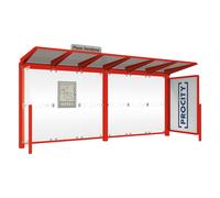 Station bus Venise RAL3020 - 5000 mm - une vitrine 2000mm et un bardage latéral - PROCITY - 529662.3020