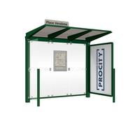 Station bus Venise RAL6005 - 2500 mm - une vitrine 2000mm et un bardage latéral - PROCITY - 529652.6005