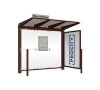 Station bus Venise RAL8017 - 2500 mm - une vitrine 2000mm et un bardage latéral - PROCITY - 529652.8017