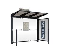 Station bus Venise RAL9005 - 2500 mm - une vitrine 2000mm et un bardage latéral - PROCITY - 529652.9005