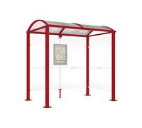 Station bus Voûte - poteaux carrés RAL3004 - 2500 mm - Bardage à droite - PROCITY - 529308.3004