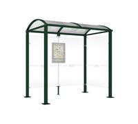 Station bus Voûte - poteaux carrés RAL6005 - 2500 mm - Bardage à droite - PROCITY - 529308.6005