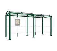 Station bus Voûte - poteaux carrés RAL6005 - 5000 mm - Bardage à droite - PROCITY - 529309.6005