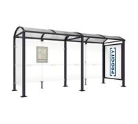 Station bus Voûte - poteaux carrés RAL9005 - 5000 mm - Vitrine 2000mm à droite et bardage gauche - PROCITY - 529339.9005