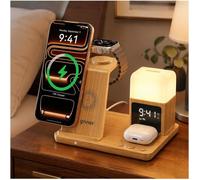 Station Charge Apple 3 En 1 Sans Fil Chargeur Induction MagSafe Pour iPhone Apple Watch Et AirPods Avec Réveil LED