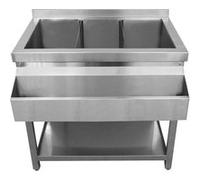 Station Cocktail en Inox Pose Libre - 85 x 84 x 55/72cm - 3 Puits Isothermes Icewell Argent G