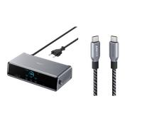 Station d’accueil Anker Prime (14-en-1, triple affichage, DisplayLink) + Anker Prime USB-C auf USB-C Kabel (240W, Upcycled-Flechtdesign, 3 ft)