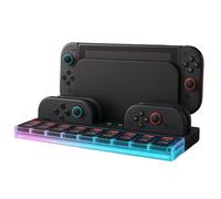 Station d’Accueil de Charge pour Nintendo Switch 2 par MMOBIEL - Dock de Recharge pour 4 Joy-Con Manettes avec Éclairage RGB, 9 Emplacements Cartes de Jeu & Indicateurs LED - Organisateur pour NS2