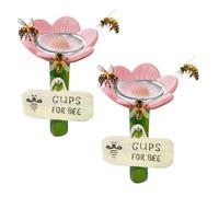 Station D'abreuvement des Abeilles|Station D'arrosage pour Abeilles en Forme De Fleur|Abreuvoirs pour Abeille Pollinisatrices en Forme De Fleurs Colorées avec Base À Piquer,pour Cour,pelouse (2pièce)