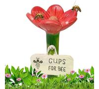 Station d'abreuvement en céramique en Forme de Fleur pour Abeilles et Papillons | Abreuvoir et mangeoire Faits Main | Hauteur réglable avec Support à piquer pour Jardin, terrasse et Balcon (04)