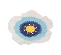 Station D'abreuvement pour Insectes Pollinisateurs en Céramique Bleue | Forme Fleur Élégante, Coupelle Peu Profonde, Usage Extérieur Jardin et Patio, Collection Observation Familiale