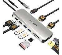 Station d'accollement USB C à Double Moniteur,Station d'accollement avec Double HDMI,DP,100W PD,USB3.0&2.0,RJ45,Fentes SD/TF,Audio/Micro.[M47]