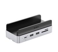 Station d'accueil 10 en 1 pour Mac mini M.2 USB-C USB-A HDMI RJ45 SD/TF - Argent