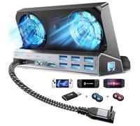 Station d'accueil 11 en 1 avec deux ventilateurs de refroidissement avec HDMI 2.0, 6 ports USB, 1000 Mbps, type C 100 W PD, DP1.2, adaptateur VGA 40 Gbit/s pour Steam Deck/Rog Ally/Switch/Legion Go