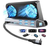 Station d'accueil 12-en-1 YCBUENO pour Steam Deck avec Deux Ventilateurs, Compatible avec Steam Deck & OLED/Nintendo Switch & 2 / ASUS ROG Ally & X/Lenovo Legion Go & S & 2 / MSI Claw,Accessoires