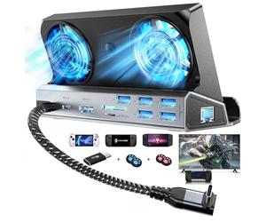 Station d'accueil 13-en-1 YCBUENO pour Steam Deck avec Deux Ventilateurs, Compatible avec Steam Deck & OLED/Switch & 2 / ASUS ROG Ally & X/Lenovo Legion Go & S & 2 / MSI Claw,Accessoires