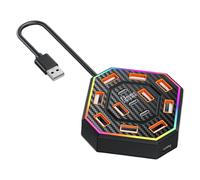 Station d'accueil - 13 ports USB Hub Erweiterung, RGB Beleuchtetes Arbeitszubehoer, Multigeraete Anschlusszentrale | Arbeitsplatz Organisation Fuer Profis Studenten Erwachsene