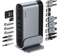 Station D'Accueil 17 En 1 Avec 3 Moniteurs 4K @ 60 Hz Avec 2 Hdmi,Displayport,5 Usb Data 3.0 5 Gbps,Pd 100 W,Gigabit Ethernet Pour /Lenovo/Dell/Macbook/Surface Laptop