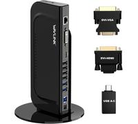 Station D'Accueil 2 Moniteurs, Usb C/Usb 3.0 Docking Station, Avec Hdmi/Dvi/Vga, Gigabit Ethernet, Audio/Mic, 6 Usb Ports, Pour Mac Windows.