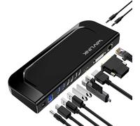 Station D'Accueil 2 Moniteurs, Usb C/Usb 3.0 Docking Station, Avec Hdmi/Dvi/Vga, Gigabit Ethernet, Audio/Mic, 6 Usb Ports, Pour Mac Windows.