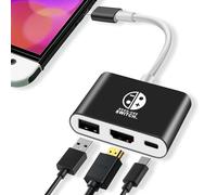Station d'accueil 3 en 1 pour commutateur OLED, USB 3.0, type C PD2.0, chargeur portable voyage avec HDMI 4K pour Nintendo Switch Adaptateur TV portable (noir)