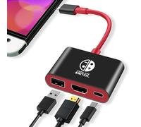 Station d'accueil 3 en 1 pour Switch/Switch OLED, port USB 3.0, commutateur portable, adaptateur TV portable avec HDMI 4K (noir + rouge)