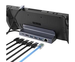 Station d'accueil 6 en 1 Steam Deck, AYCLIF Steam Deck Dock avec 3*USB 3.0, 1 Gbps Ethernet, HDMI 4K@60Hz, 100W PD -Chargement, Steamdeck Stand-Accessoire pour Valve Steam Deck