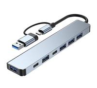 Station d'accueil 7 en 1 de type C vers USB 3 0 - Répartiteur ultra fin avec 2 ports USB-C PD - Plug and Play - Compatible ordinateur portable MacBook Surface XPS PC