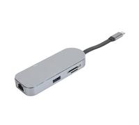 Station d'accueil 7 en 1 Hub de Type C, Station d'accueil USB C avec Interface d'affichage HD 4K, Port Ethernet RJ45, 2 Ports USB 3.0, Port de Chargement PD, emplacements pour (Argent)