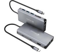 Station D'Accueil A04-Tc_Dk46 Usb C (Type C) Vers Hdmi 4K,Vga,Ethernet Rj45 Gigabit,3 Usb 3.0,1 Usb C,1 Pd-85W,1 Entrée/Sortie Audio 3.5Mm,Lecteur De Cartes. Câble De 18 Cm.