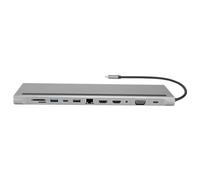 Station d'accueil Akozon 12-en-1, Type C vers Double, USB, VGA, Rapide PD, RJ45, 3,5 Mm, Emplacements pour Carte Mémoire | Hub Multifonction - Idéal pour Les