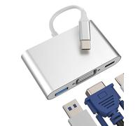 Station d'accueil CD USB C vers VGA de type C pour iPhone (3 en 1) compatible avec Samsung Apple 15 Pro Max Plus pour iPad Air Mini MacBook Adaptateur TV Display Port Splitter Laptop Extender Monitor
