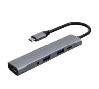 Station d'accueil cinq en un, HUB USB C, HDMI, Compatible avec 4K @ 30Hz + PD 60W + USB 3.0 + USB 2.0 + fil Audio/Microphone
