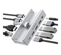 Station d'accueil Clip ORICO, Hub USB-C 8-en-1 avec HDMI 4K@60Hz, PD 100W, Ethernet Gigabit, 4xUSB, AUX, 10Gbps USB C Hub pour Laptop, MacBook, PC (Adaptateur Non Inclus)