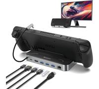 Station d'accueil Compatible avec Steam Deck/ROG Ally, Station d'accueil Steam Deck 6 en 1 avec HDMI 2.0 4K@60 Hz, Gigabit Ethernet, 3 Ports USB-A USB 3.0 et Port de Chargement USB C PD