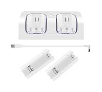 Station D'accueil De Charge Avec 2 Batteries Rechargeables Et Câble Usb, Chargeur De Batterie 2 En 1 Pour Accessoires De Jeu Pour Manette Wii Blanc