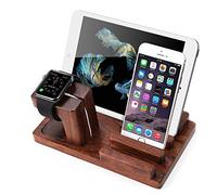 Station d'accueil de Chargement en Bois de Rose Support de Berceau de Chargement Compatible avec iPhone 15 14 Pro Max iPad Mini Apple Watch 3 4 5 / iWatch 42 & 38mm Tous Les modèles Smartphone Tablet