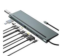 Station d'accueil, Docking Station, 12 in 1 USB-C Hub,USB Type C to 4K 30Hz DP+HDMI+VGA, 100W PD, 4 USB3.0, Lecteur SD/TF, Ethernet RJ45,3.5mm Audio pour HP/MacBook/Dell/Lenovo Laptops.